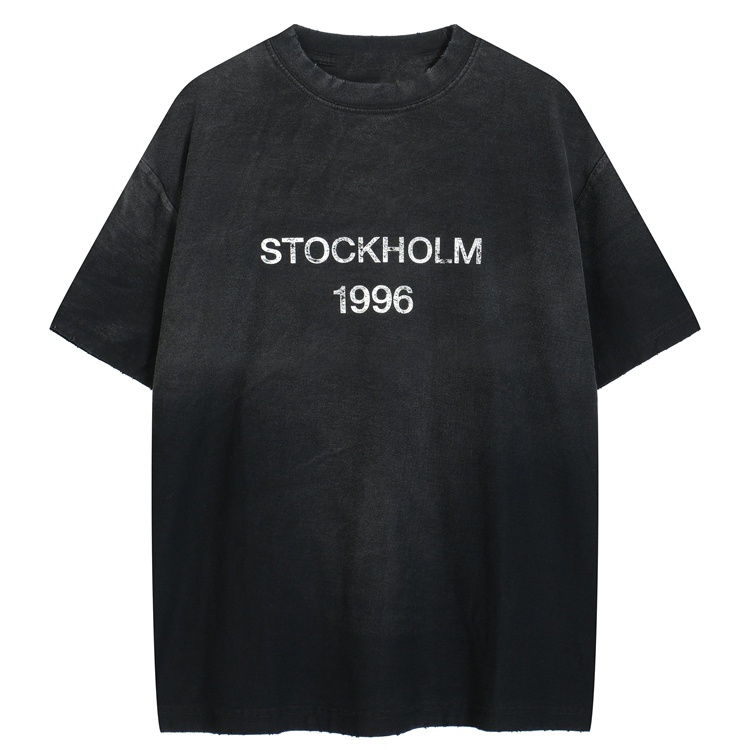 thumbnail for Distressed Letter Print Short-Sleeved T-Shirt 8026
