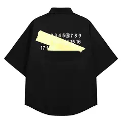 Tape Design Printed Short-Sleeved Shirt