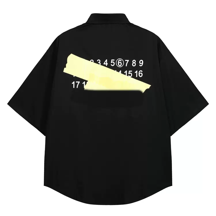 MM6 Maison Margiela LOGO胶带设计印花短袖衬衫 黑色 白色 46码 48码 50码 52码  3261#