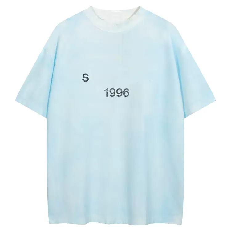 AC 做旧LOGO字母印花短袖T恤 白色 浅蓝 深蓝 S-XL 8046#