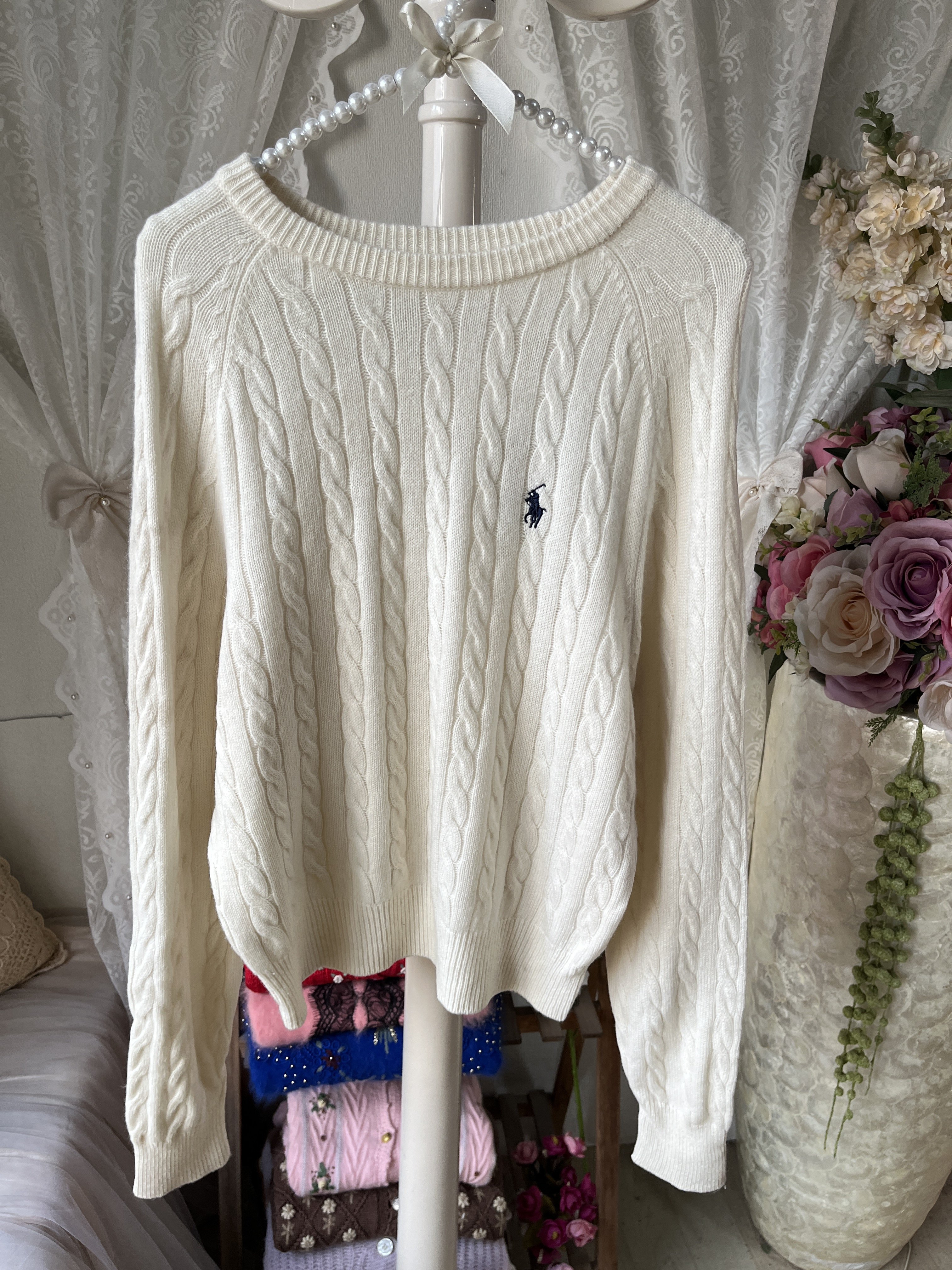 白色百羊毛麻花编织宽松套头小马拉夫精致大牌款套头毛衣,女装/女士精品,毛衣,淘宝优惠券,粉丝福利购,淘宝优惠卷