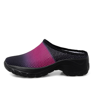 老妈拖鞋女夏季厚底包头拖鞋松糕半拖中老年人洞洞鞋妈妈凉拖室外