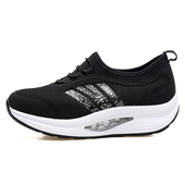 运动摇摇鞋 女 女老人鞋 女厚底增高波鞋 网面透气懒人防滑妈妈旅游鞋