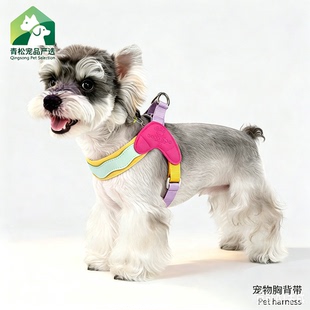 青松宠品狗狗项圈胸背带背心式狗绳多巴胺狗狗Y型马鞍胸背小型犬