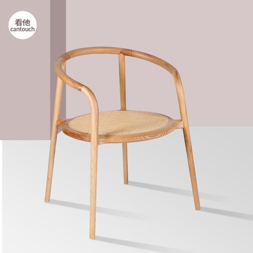 设计餐桌椅藤编复古实木