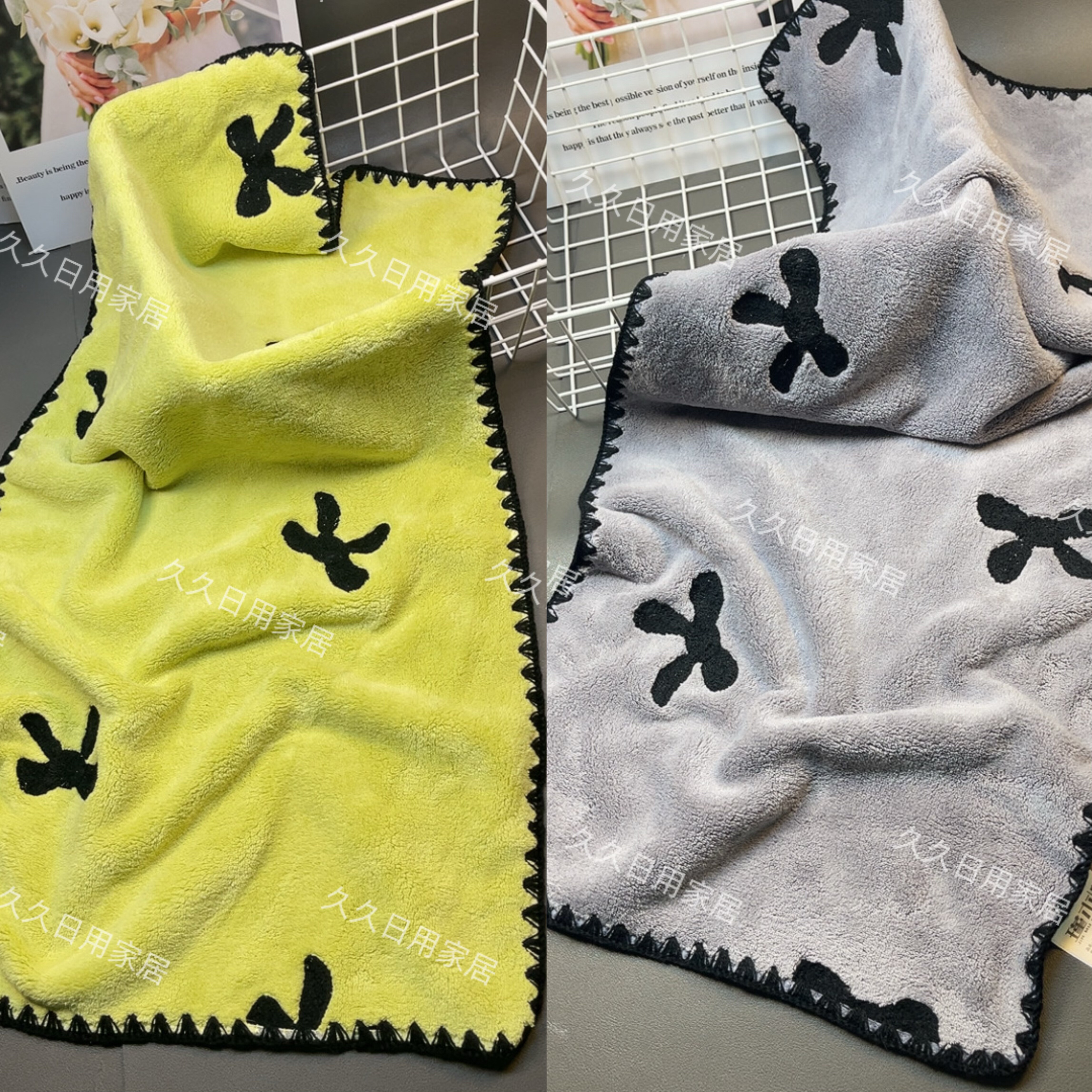 瑾木良品！蝴蝶结刺绣毛巾