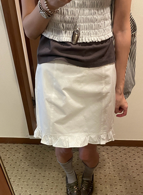 ciment 白色简约百搭木耳边短裙半身裙