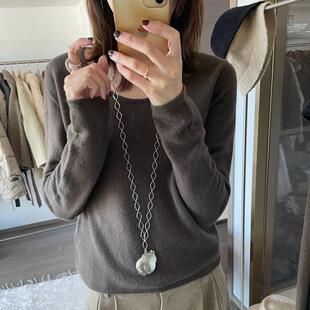 ciment 高品质软糯U领绵羊毛羊绒针织衫打底毛衣
