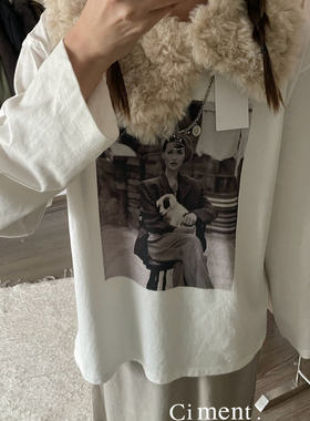 ciment 韩国东大门米色软柔毛领