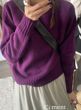 ciment 韩国东大门紫色羊毛显白杂色毛衣