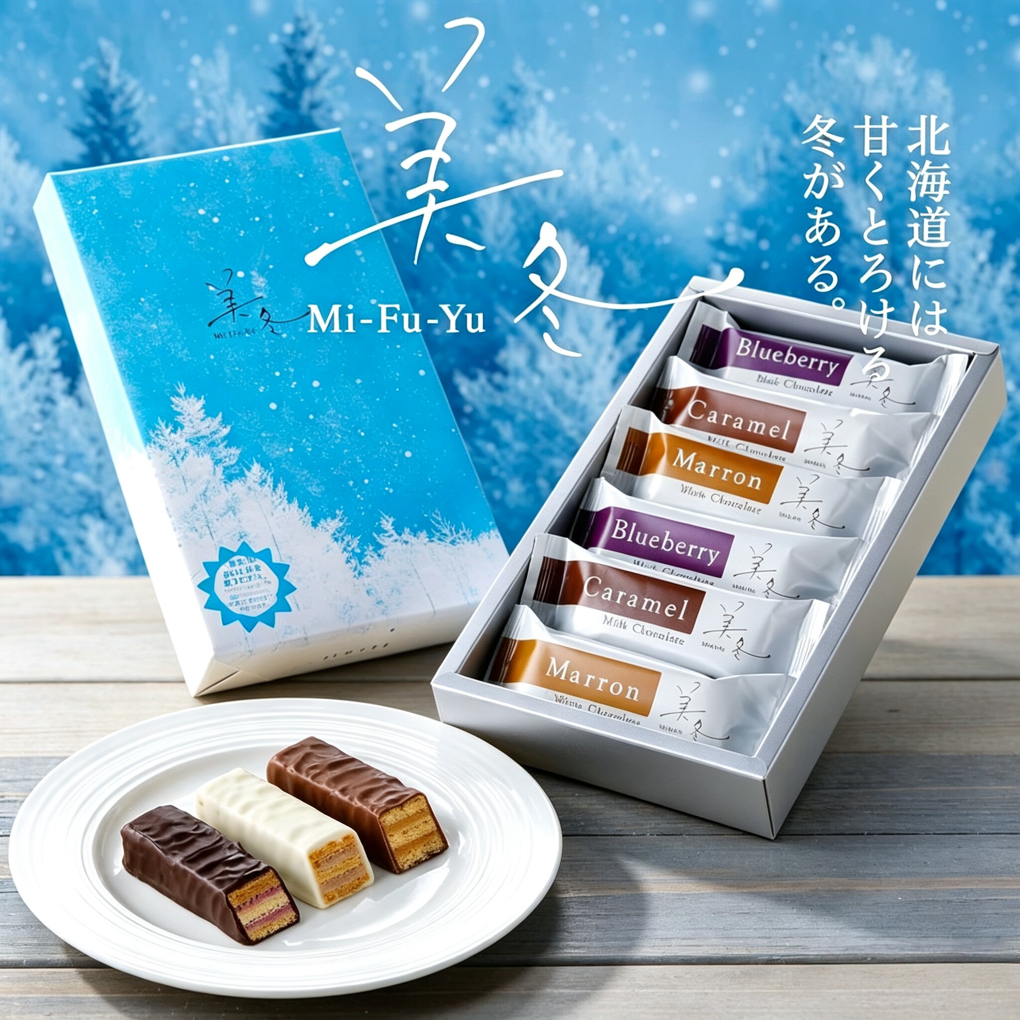 日本北海道白色恋人美冬系列三种口味威化夹心饼干零食礼盒包装