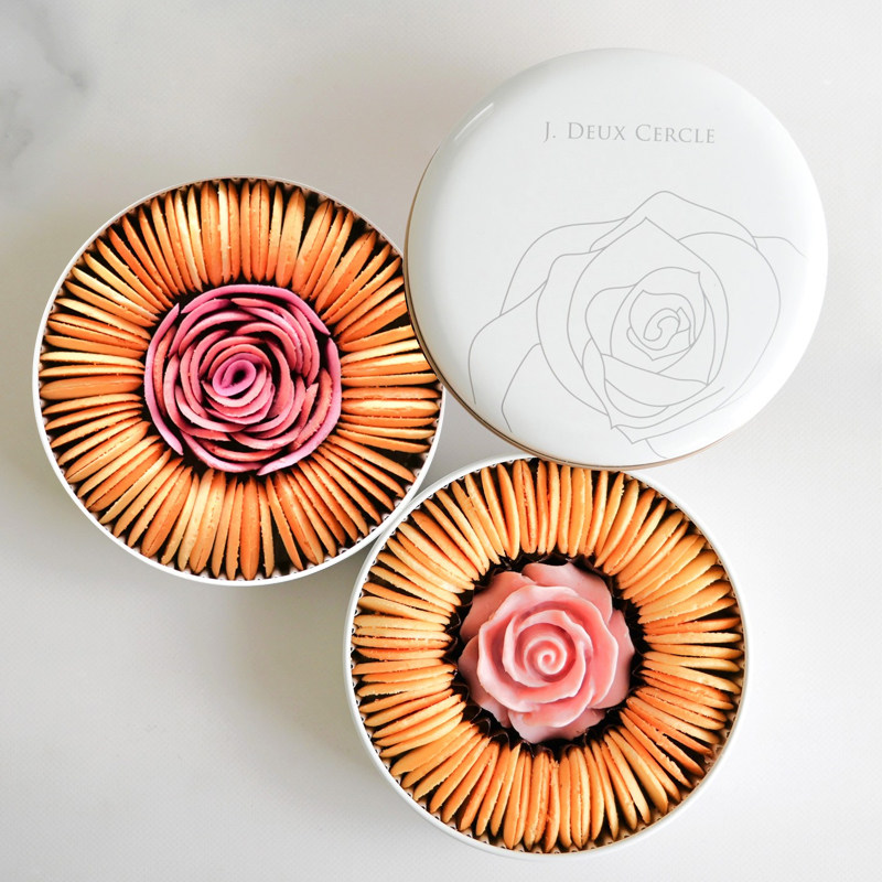 情人节限定日本J.DEUX CERCLE玫瑰造型巧克力曲奇饼干礼盒进口