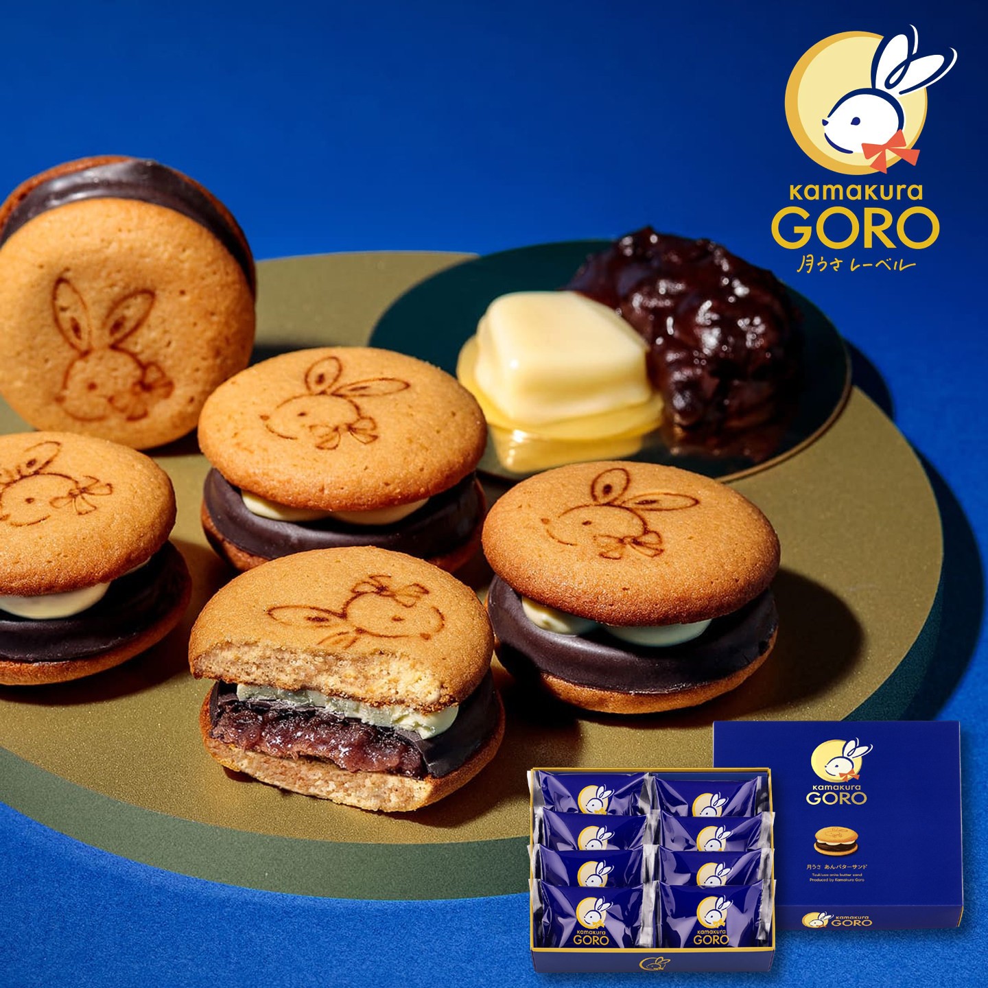 新镰仓GORO月兔红豆黄油夹心饼干日本兔子巧克力三明治点心伴礼盒