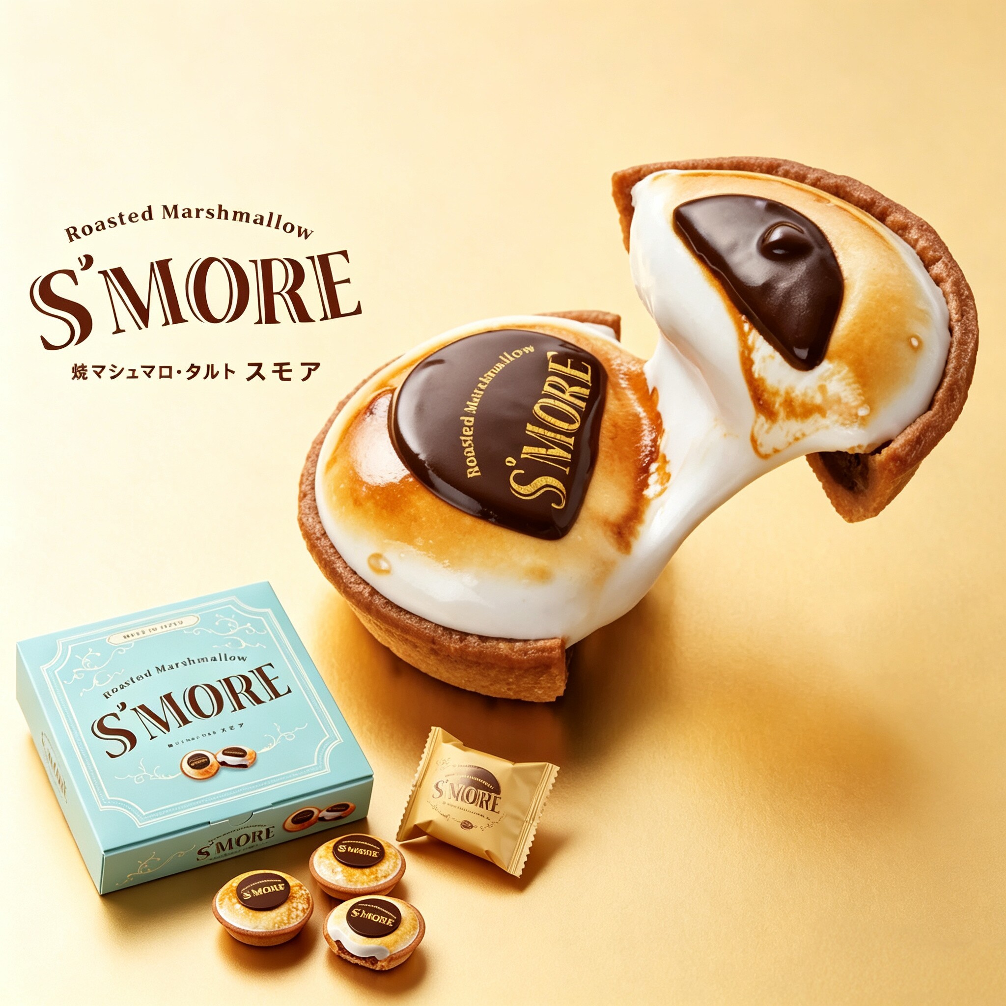 日本网红零食S'MORE烤棉花糖巧克力格雷厄姆饼干夹心流心挞