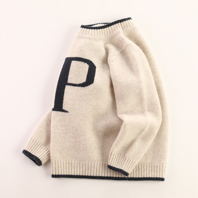 康赛妮纱线100%山羊绒衫男童毛衣宝宝中大童新款秋冬季打底针织衫