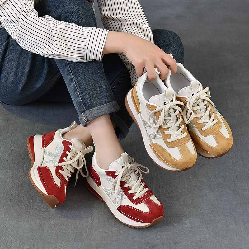 真皮时尚运动女单鞋平底阿甘鞋2026春新款百搭休闲亮钻软底旅游鞋,女鞋,时尚休闲鞋,淘宝优惠券,粉丝福利购,淘宝优惠卷