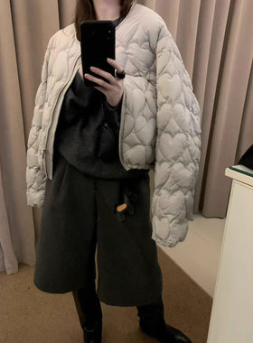 2026新款羽绒服女短款立领加厚保暖白鸭绒外套时尚百搭爱心面包服