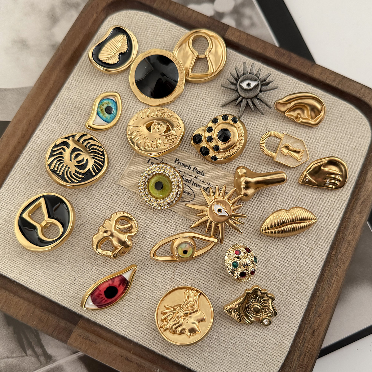 小香风中古设计五官金属纽扣呢大衣皮草外套装饰扣西服马甲毛衣扣