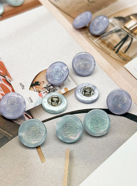 KNIT蓝色紫色小熊树脂扣曼哈顿高脚纽扣毛衣开衫衬衫连衣裙装饰扣