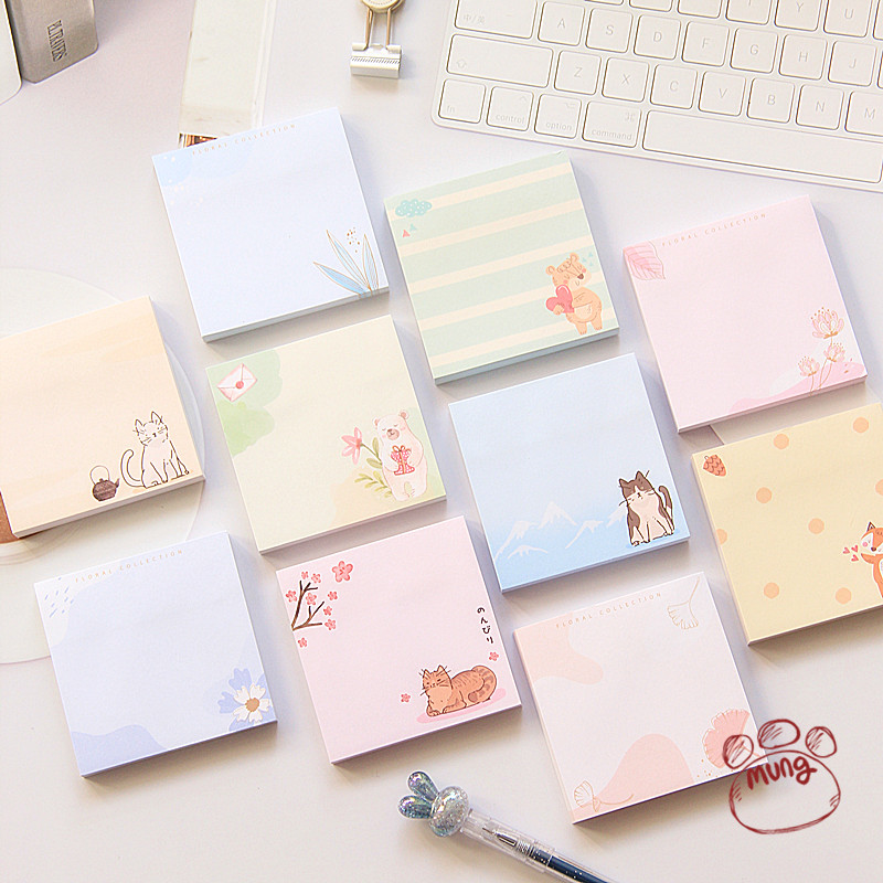 日韩文具 可爱猫咪便利贴小清新n次便签贴彩色随身可撕记事便条纸