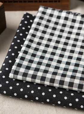 黑色格子日韩棉麻桌布布艺茶几台布圆桌盖布长方形布艺新款可定制