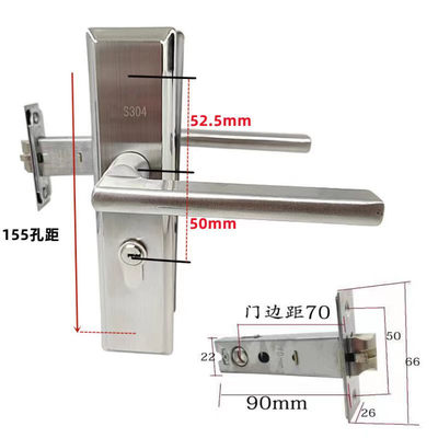 净化车间专用洁净板门锁单舌直把手不锈钢彩钢板门锁卧室房门木门