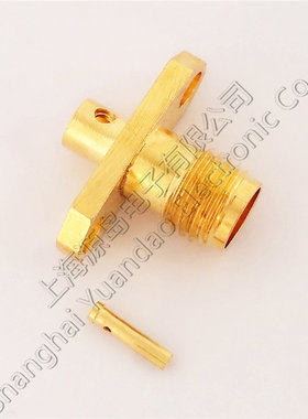 高频纯铜SMA-KFB2母头两孔法兰焊接SFT/SFX-50-2半钢半柔086RG405