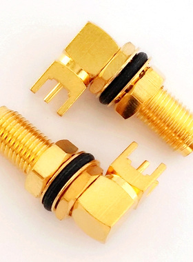 射频天线座SMA-KWE加长外螺内针防水PCB焊板RP-SMA-KWHD牙长17总