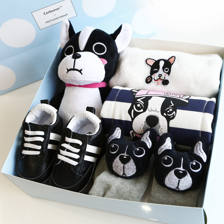 婴儿纯棉小狗王子套装礼盒 宝宝短袖出生满月周岁春夏礼品新生儿|ruв категории Детская одежда, малыш - от Buy2taobao.com для оказания профессиональной услуги покупки агента Taobao