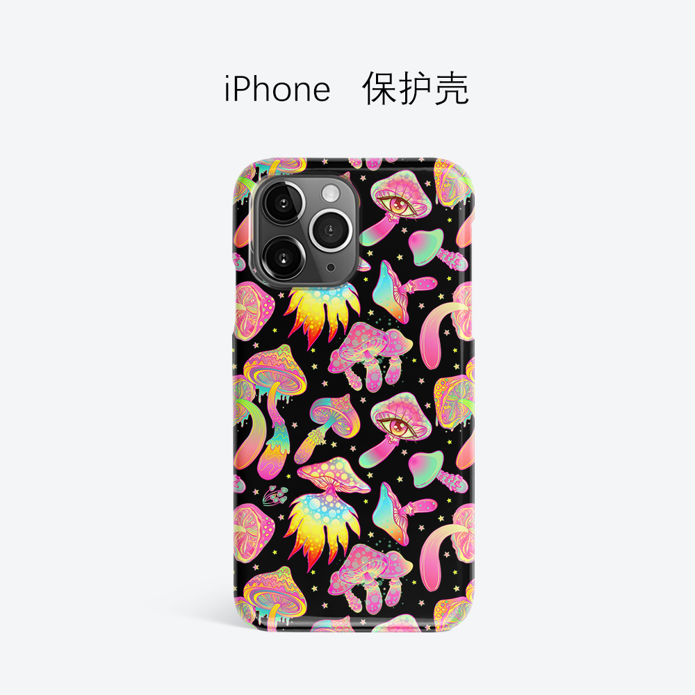 奇妙幻彩七彩蘑菇魔法iPhone15Promax超薄轻便14Pro适用于苹果13个性12半包11菲林XRXSMAX不掉色手机壳678P