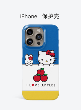 蓝色苹果可爱猫咪卡通韩国进口菲林iPhone16Promax超薄不掉色15pro可水洗适用于14保护壳13半包轻薄12苹果11