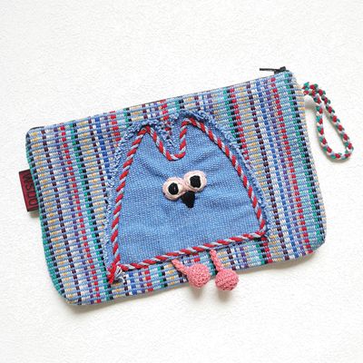 WSDO纯棉手织布手缝猫头鹰.猫咪手拿包 手机包 便携化妆包