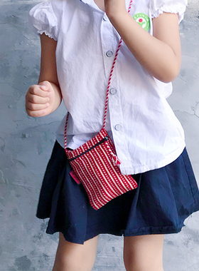 尼泊尔WSDO纯棉手织布儿童斜挎小包 零钱包 随身迷你包