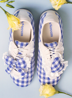 LeStream2025新款芭蕾韩系蕾丝系带Lucky Blue幸运蓝格休闲鞋