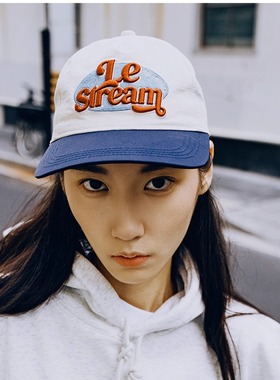 LeStream字母刺绣棒球帽男女弯檐帽美式复古软顶鸭舌帽25FW新品