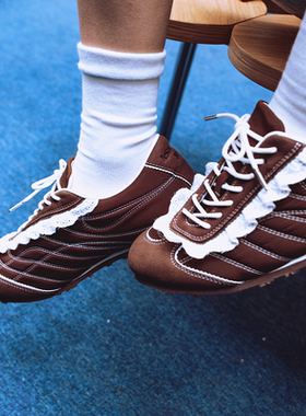 LeStream芭蕾韩系蕾丝系带休闲鞋橙皮可可平底鞋女2025FW新品