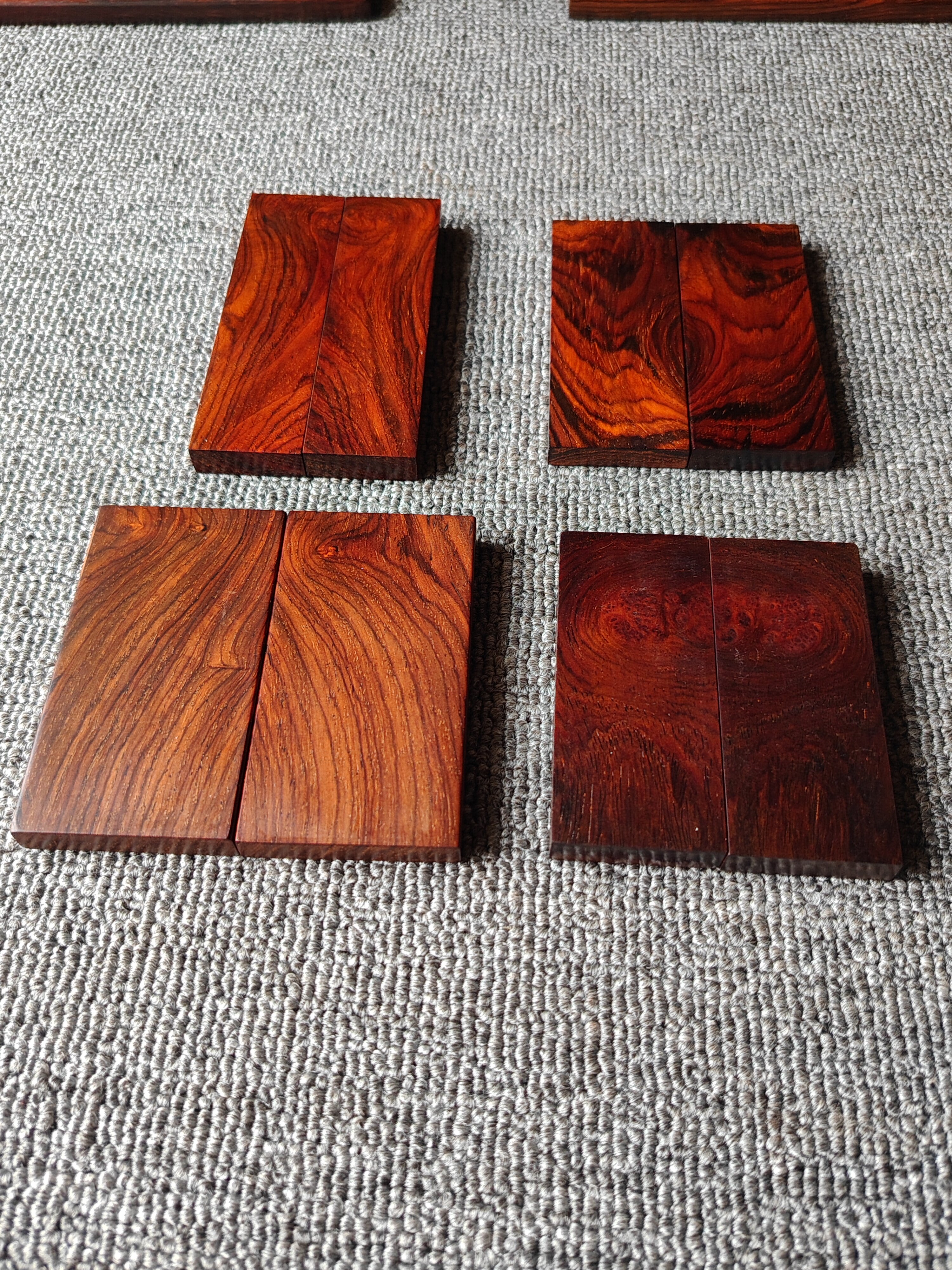 打包优惠｜天然实木红木微凹黄檀红酸枝木料刀柄对板对牌子共12对