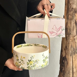 送闺蜜生日礼物原创设计中古风桂花水果提篮果盘女生伴手礼礼盒装