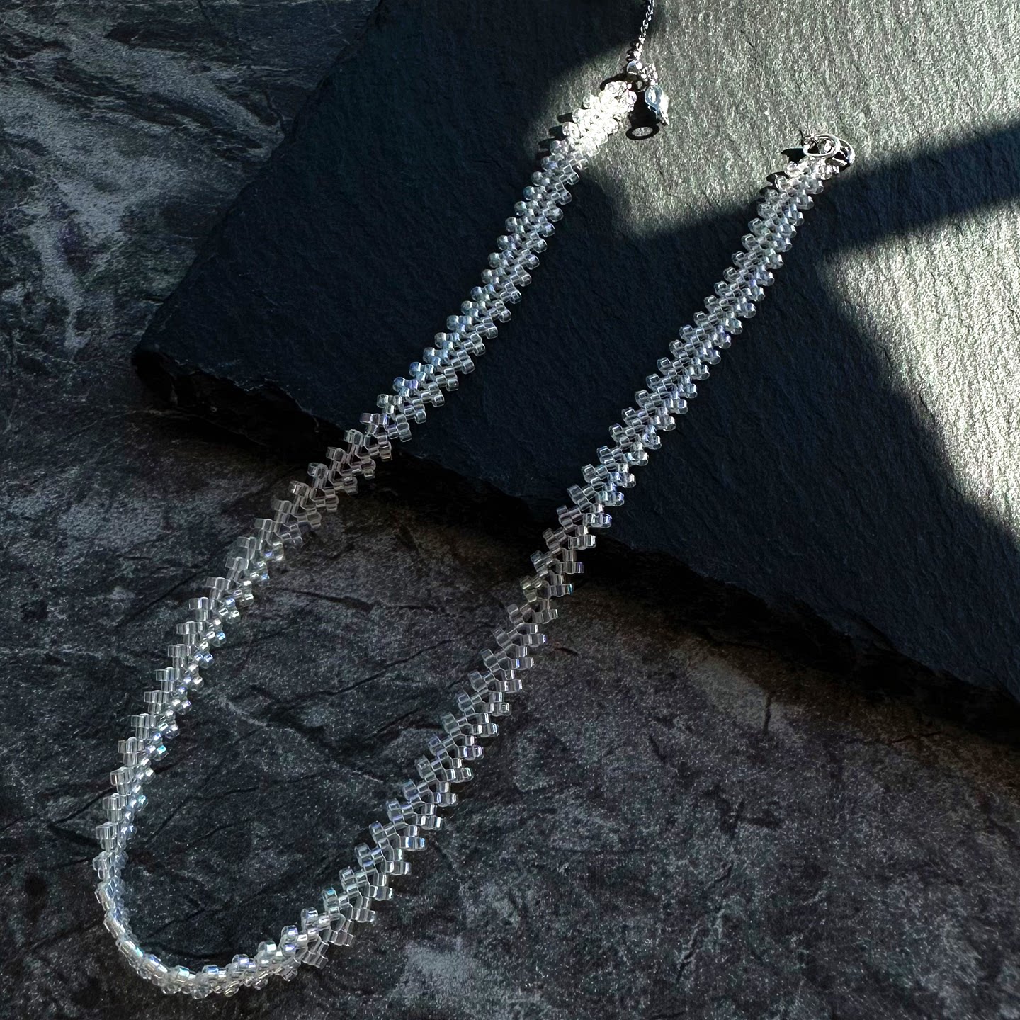 手作串珠编织choker颈链花边麦穗锁骨短项链波光粼粼配饰可定长度