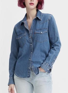 Levis李维斯正品2025女士美式经典款翻领牛仔衬衫86832-0017-0018