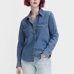 特价Levis李维斯正品女士美式经典款翻领牛仔衬衫86832-0017-0018