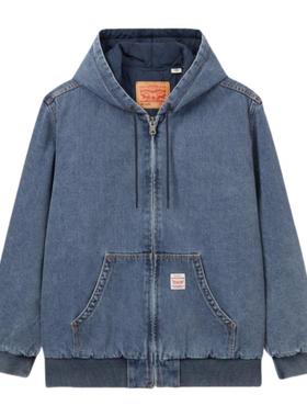 Levis李维斯正品2025 男士巴恩风水洗连帽牛仔棉服夹克A3222-0007