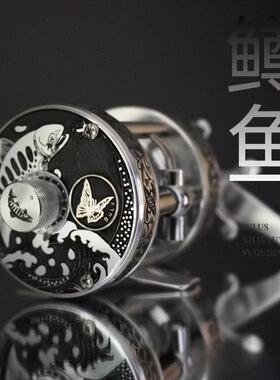 Byblos复古雕花微物路亚鼓轮全改顺滑度磁力刹车协力警报短轴线杯