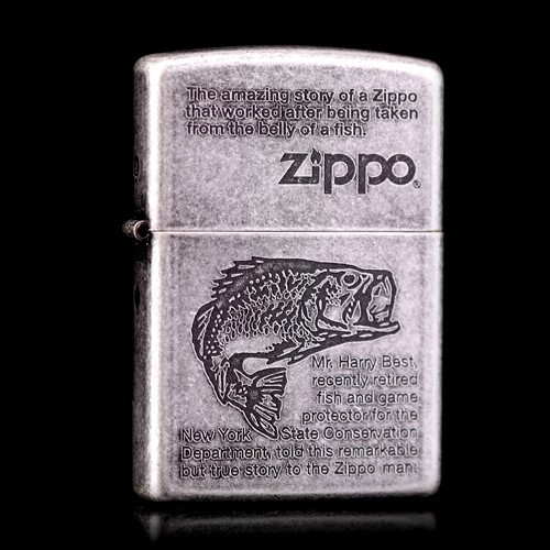 ZIPPO原装正品打火机 芝宝 古银双刻 鱼的故事 美国专柜正版 限量