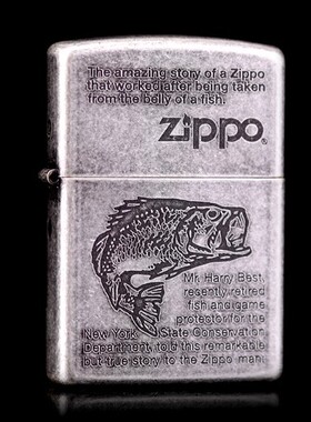 ZIPPO原装正品打火机 芝宝 古银双刻 鱼的故事 美国专柜正版 限量