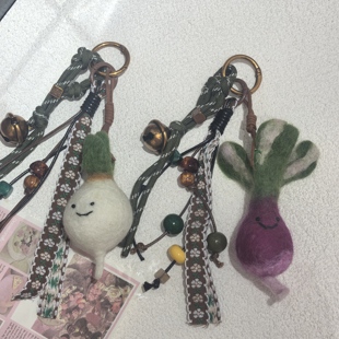 原创设计手工编织绳包包配饰包挂羊毛毡蔬菜水果运动球类钥匙扣