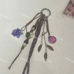 原创设计miu系真水果切片滴胶包包挂件复古森系装饰钥匙扣手机链