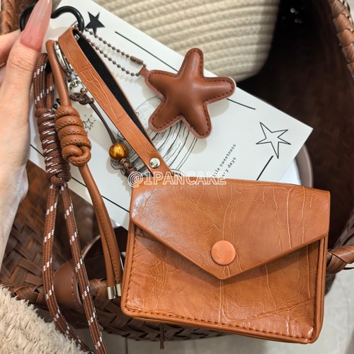 1PANCAKE原创实用卡包挂件复古皮质钥匙扣包包挂饰情侣礼物小包