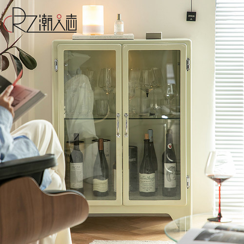 北欧柜子复古手办置物柜家用玻璃柜收纳储物柜现代简约展示柜