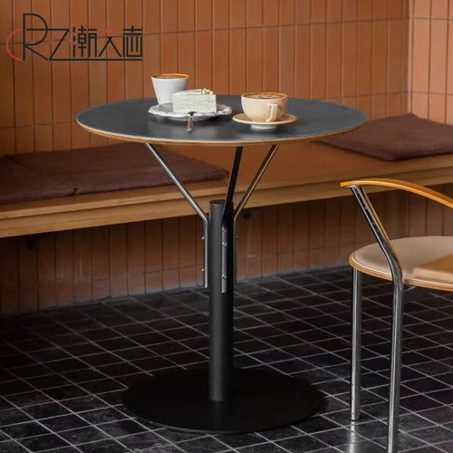 中古餐桌家用白色小圆桌商用餐厅咖啡厅奶茶店桌子实木多层板方桌